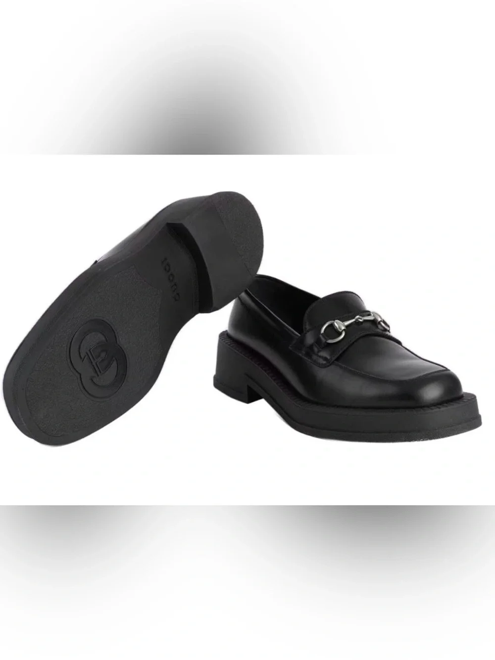 Gucci Black Leather Horsebit Lug Sole Loafers